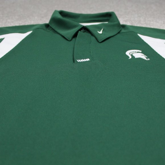 Nike Michigan State Polo Shirt Mens Medium Green Spartans FitDry Short Sleeve - Picture 6 of 12